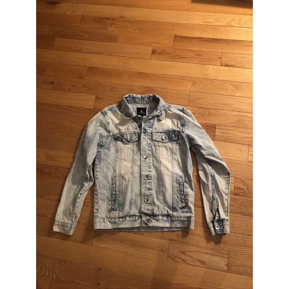Vintage Southpole Jacket Mens Stonewashed Blue Distressed Denim Streetwear Sz Sm